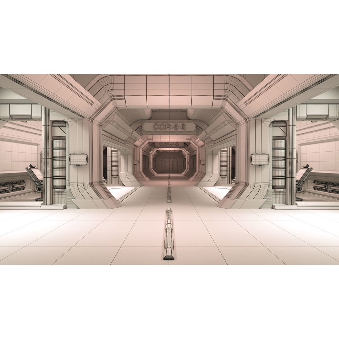 Sci-Fi Modular Interior Space Station 3D Model – PBR Textured, Game-Ready Formats - View 17