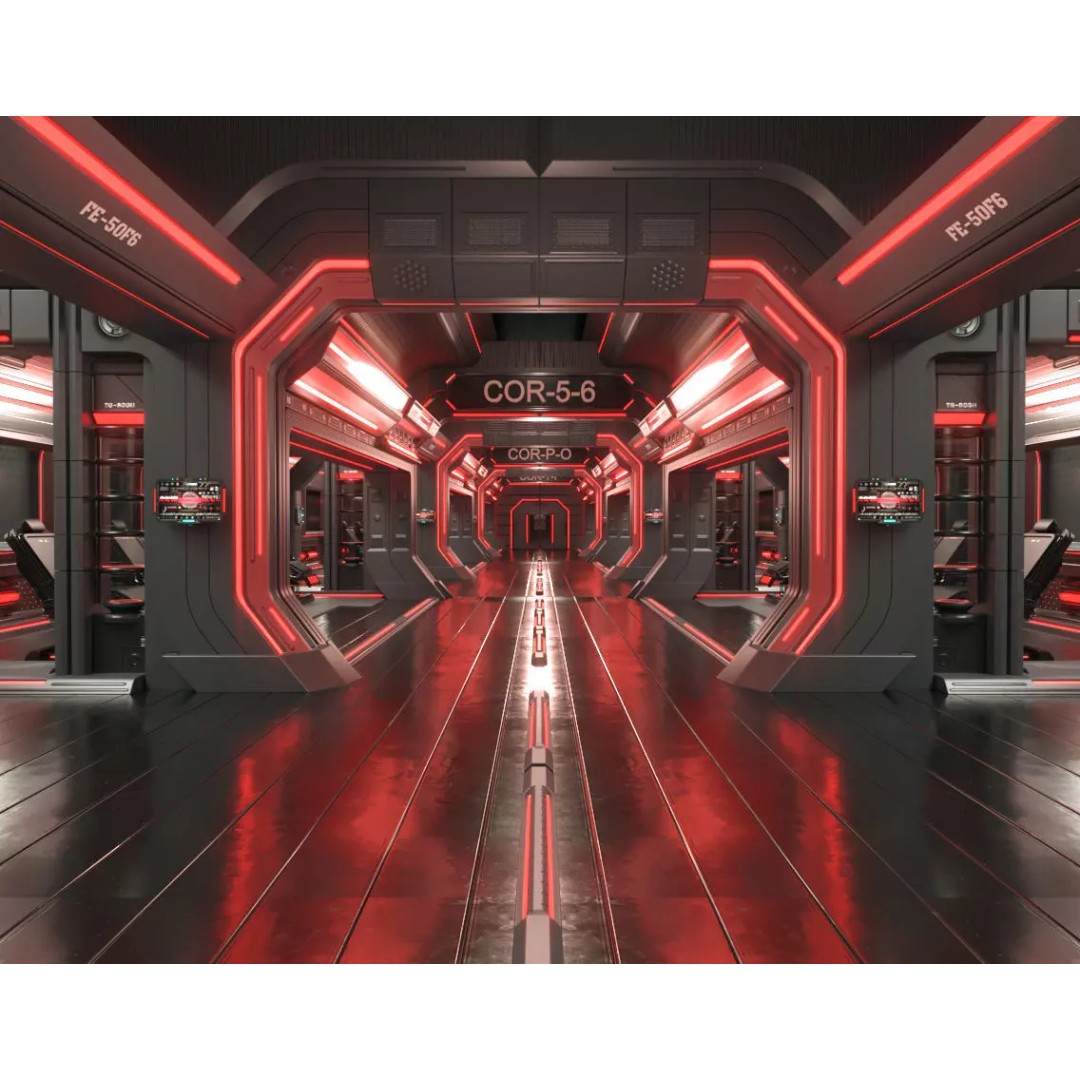 Sci-Fi Modular Interior Space Station 3D Model – PBR Textured, Game-Ready Formats - View 2