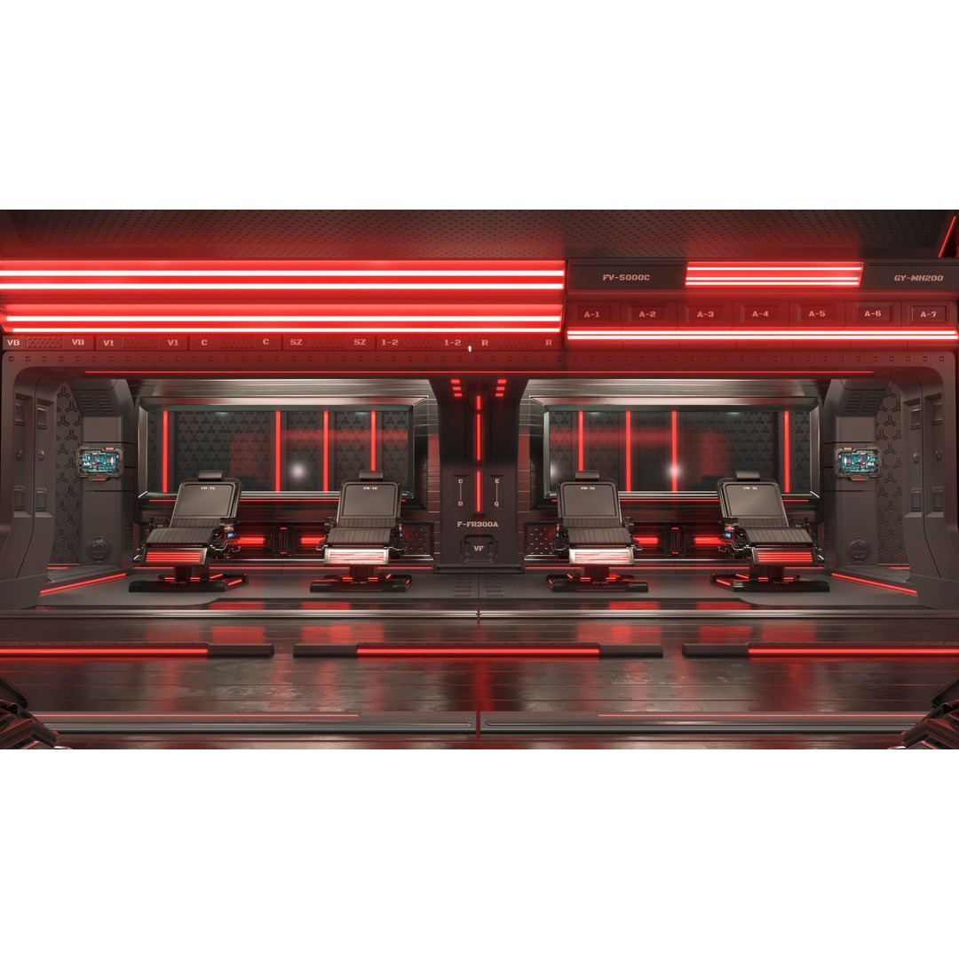 Sci-Fi Modular Interior Space Station 3D Model – PBR Textured, Game-Ready Formats - View 7