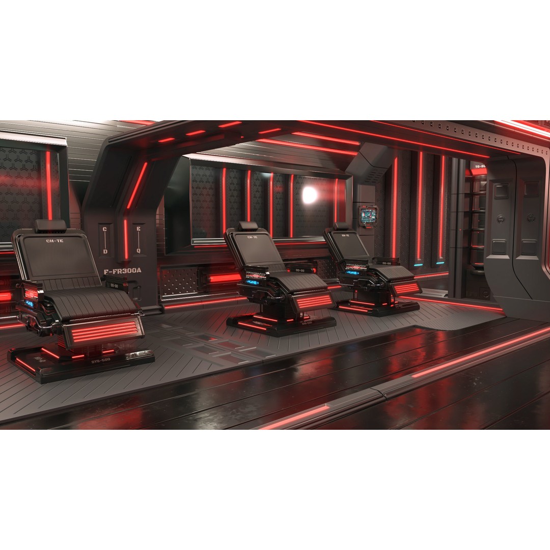 Sci-Fi Modular Interior Space Station 3D Model – PBR Textured, Game-Ready Formats - View 9
