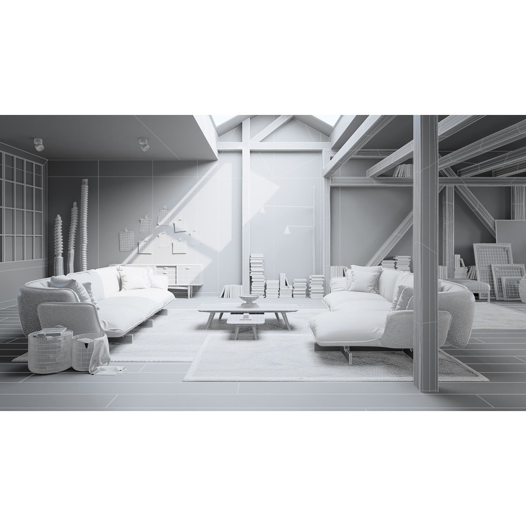 Workshop Apartment 3D Model – Modern Interior Design, Cinema 4D - View 16
