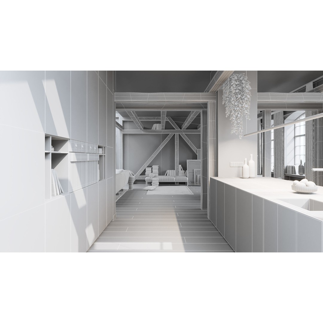 Workshop Apartment 3D Model – Modern Interior Design, Cinema 4D - View 26