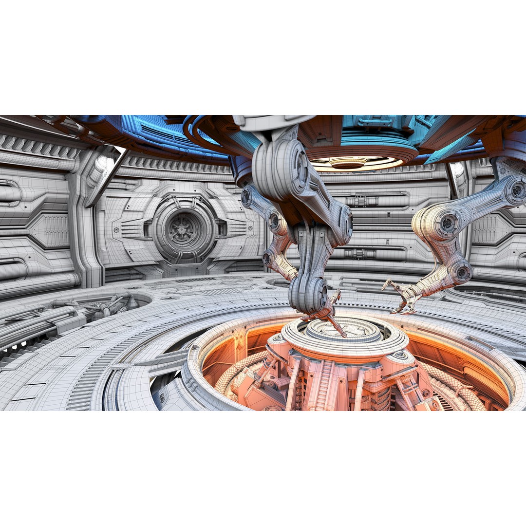 Sci-Fi Construction Lab 3D Model – Rigged, Subdivision Ready, FBX - View 12