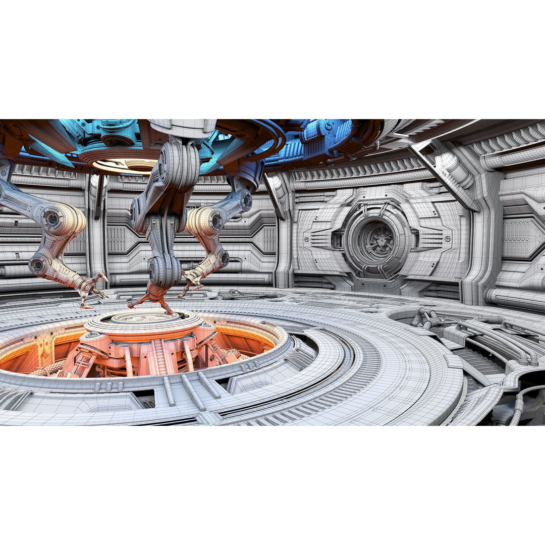 Sci-Fi Construction Lab 3D Model – Rigged, Subdivision Ready, FBX - View 13