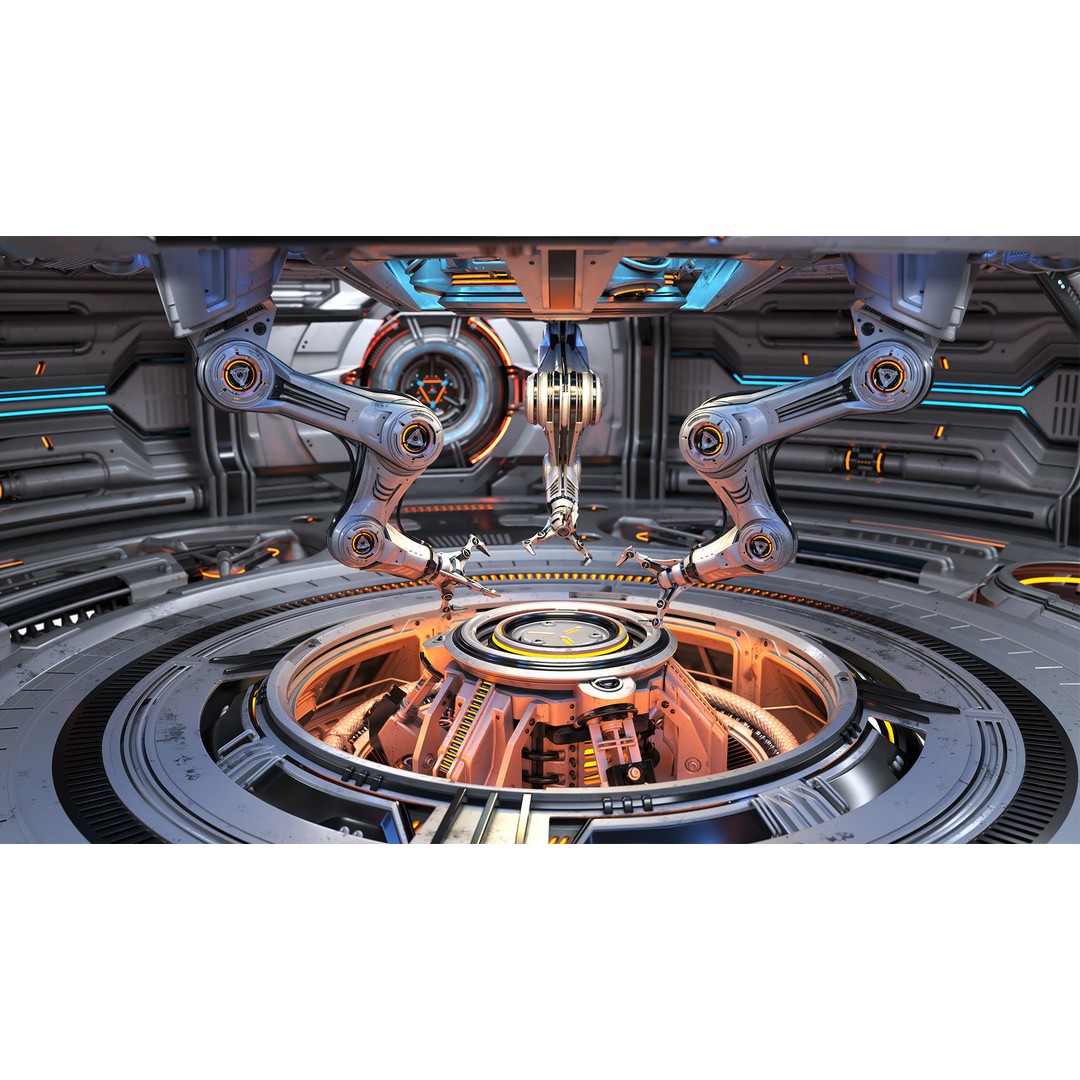Sci-Fi Construction Lab 3D Model – Rigged, Subdivision Ready, FBX - View 4