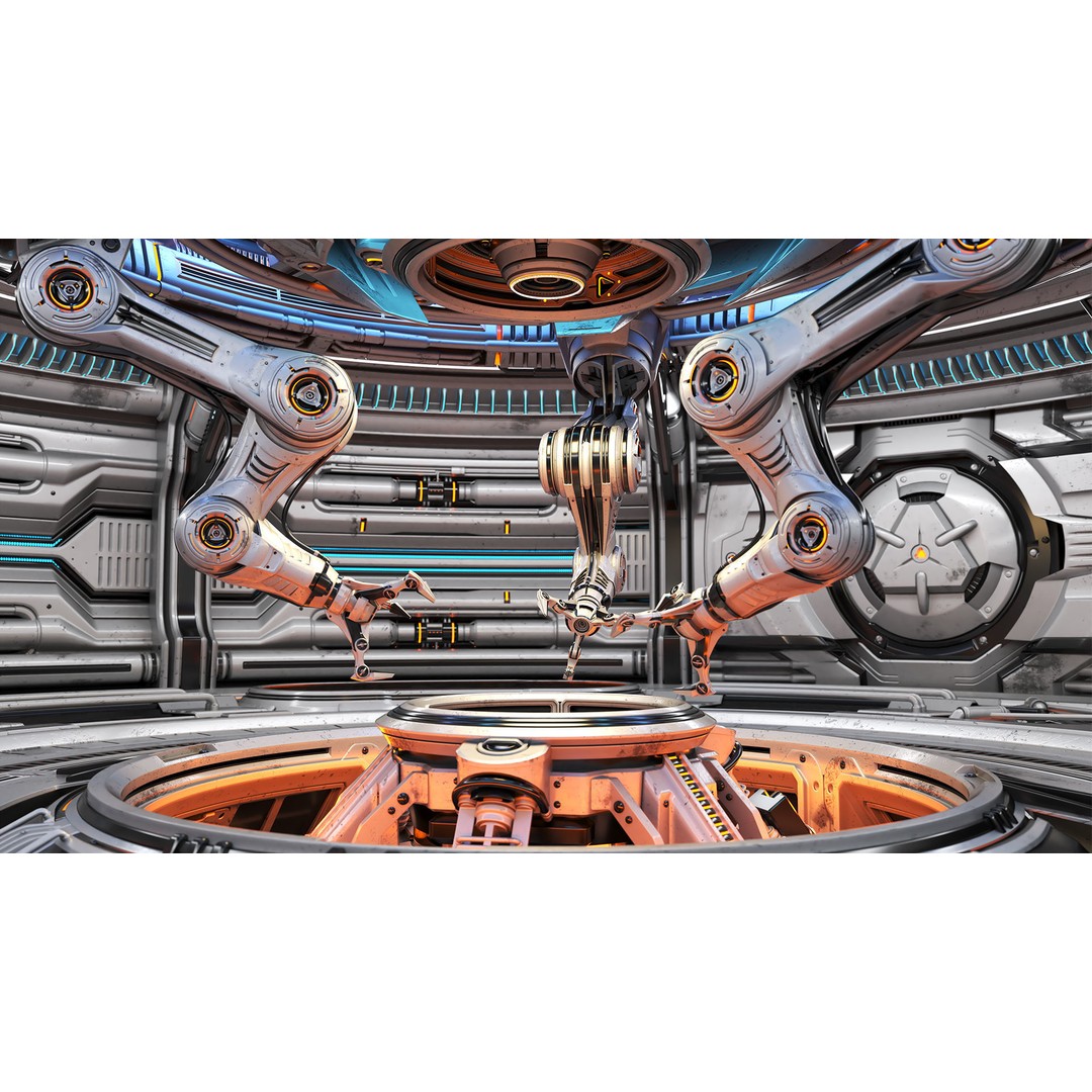 Sci-Fi Construction Lab 3D Model – Rigged, Subdivision Ready, FBX - View 7