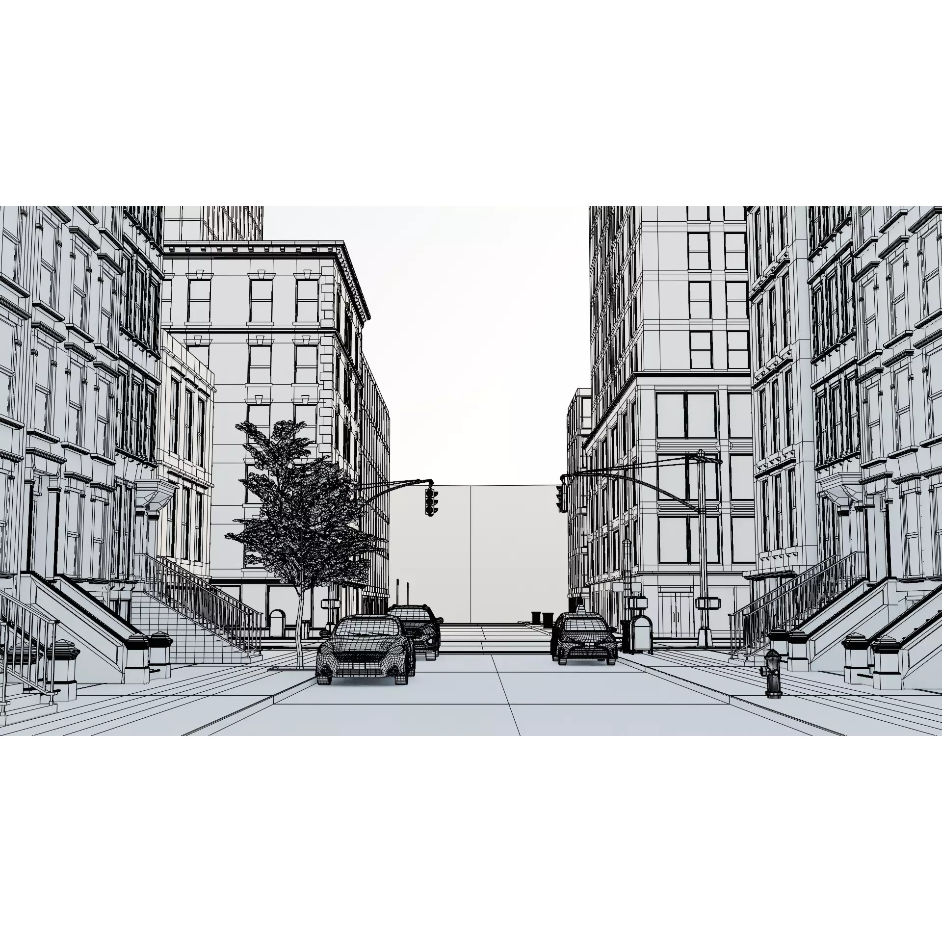 New York Block - Low-Poly Game-Ready 3D Model - View 16