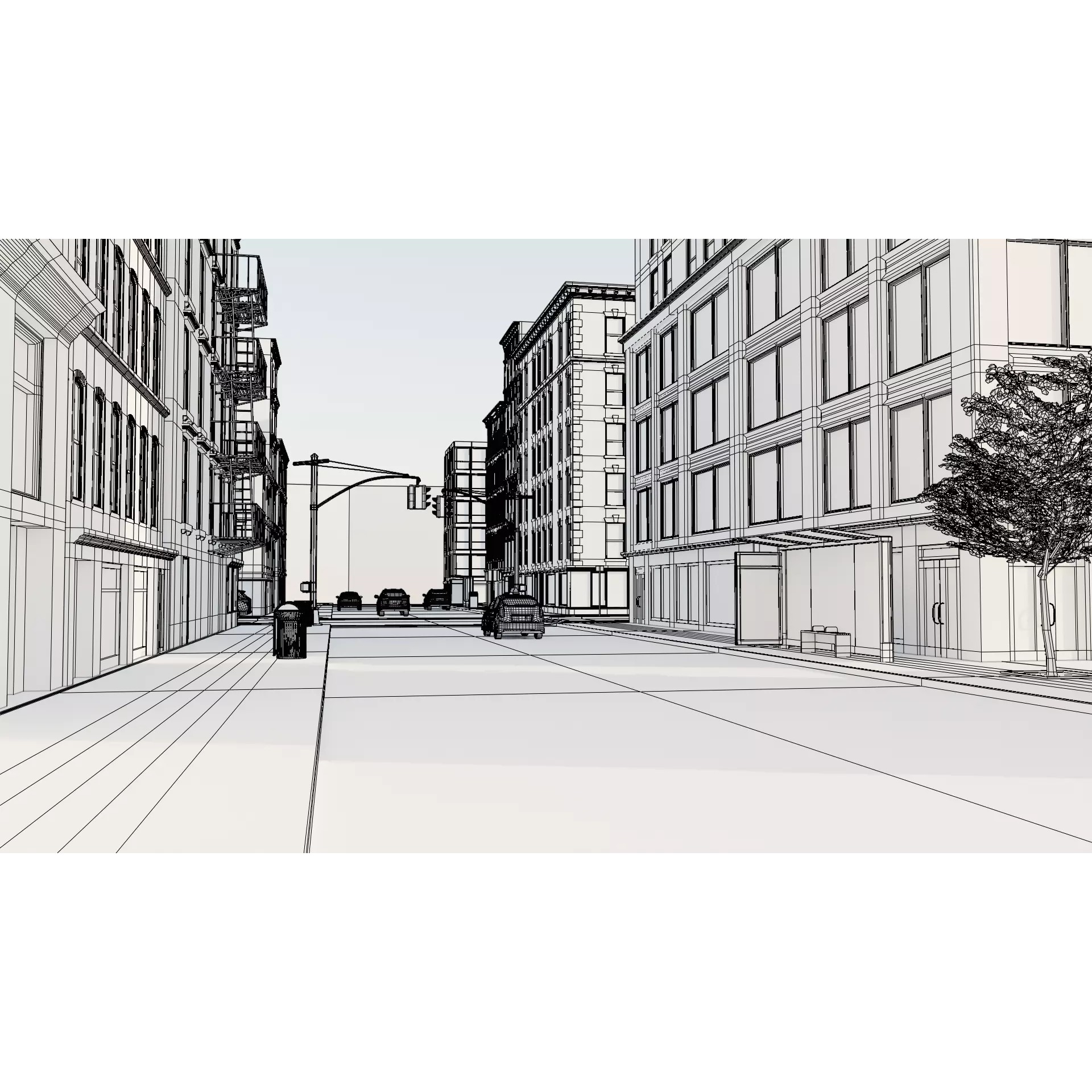 New York Block - Low-Poly Game-Ready 3D Model - View 17