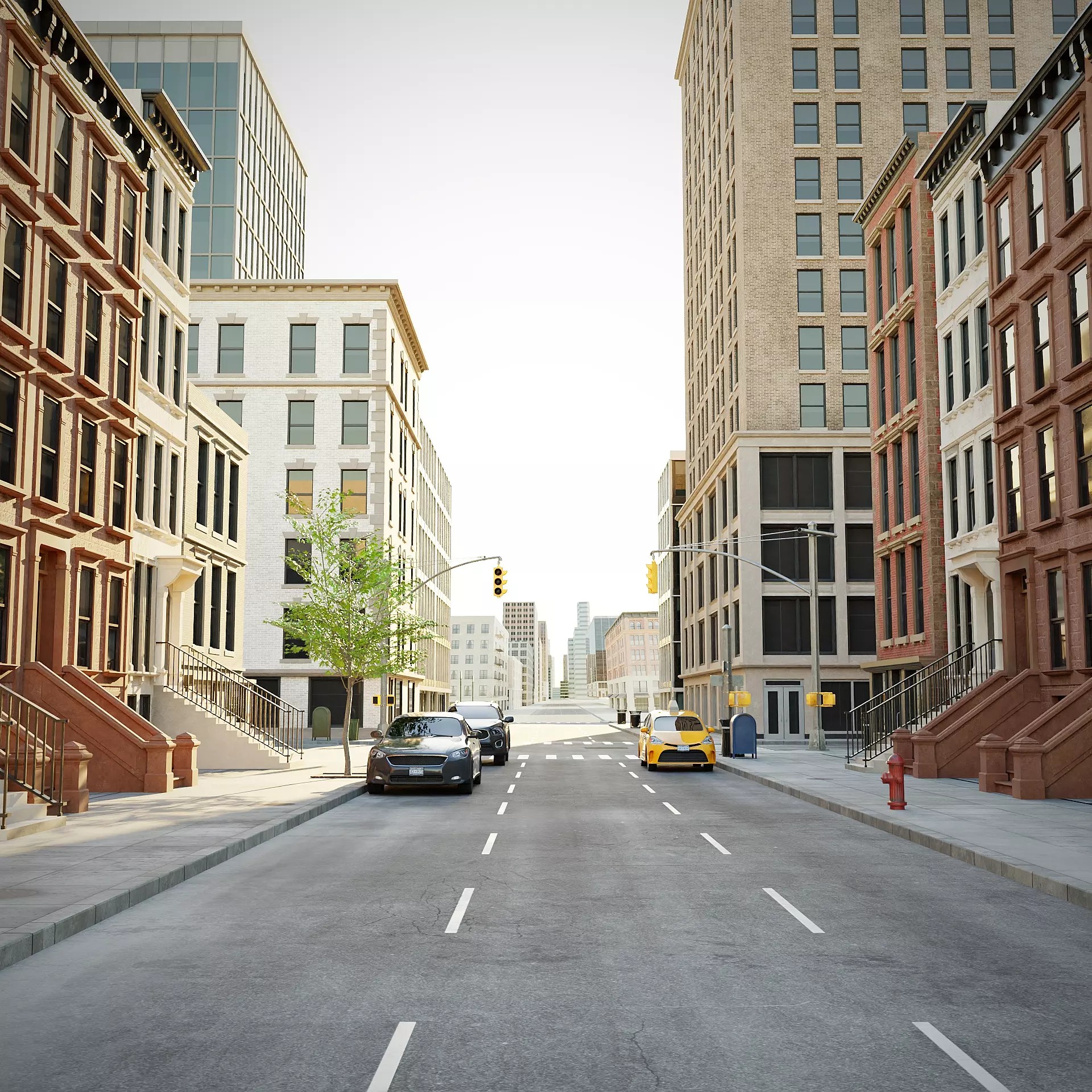 New York Block - Low-Poly Game-Ready 3D Model - View 2