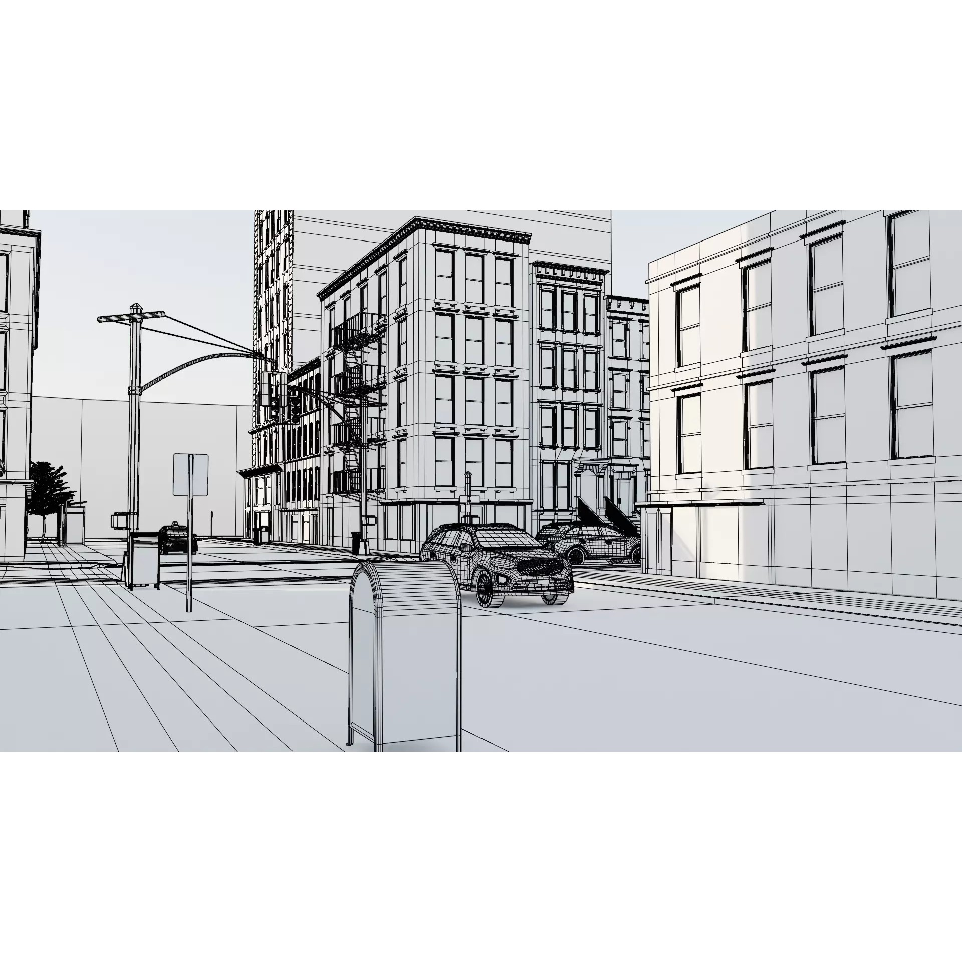 New York Block - Low-Poly Game-Ready 3D Model - View 20