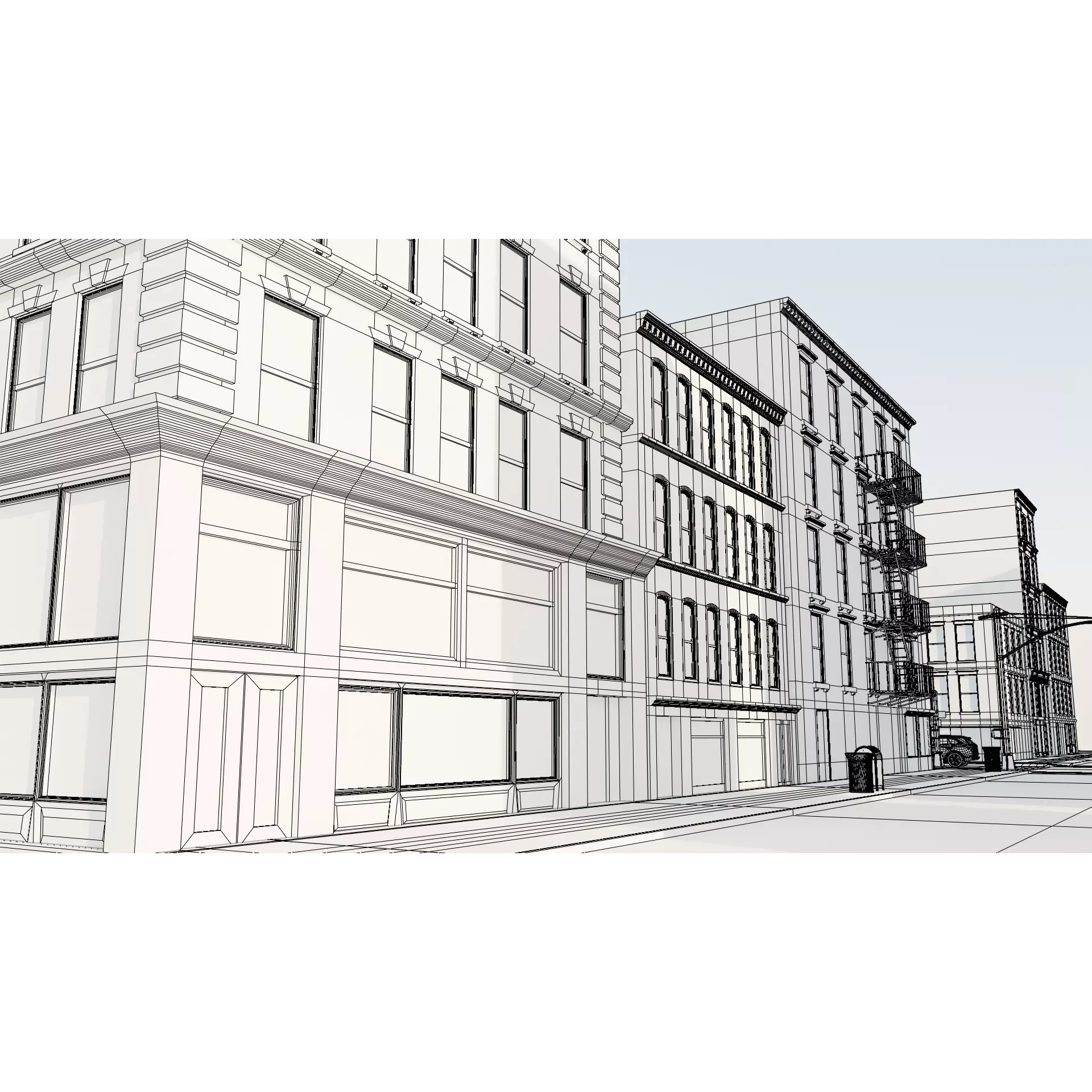 New York Block - Low-Poly Game-Ready 3D Model - View 23