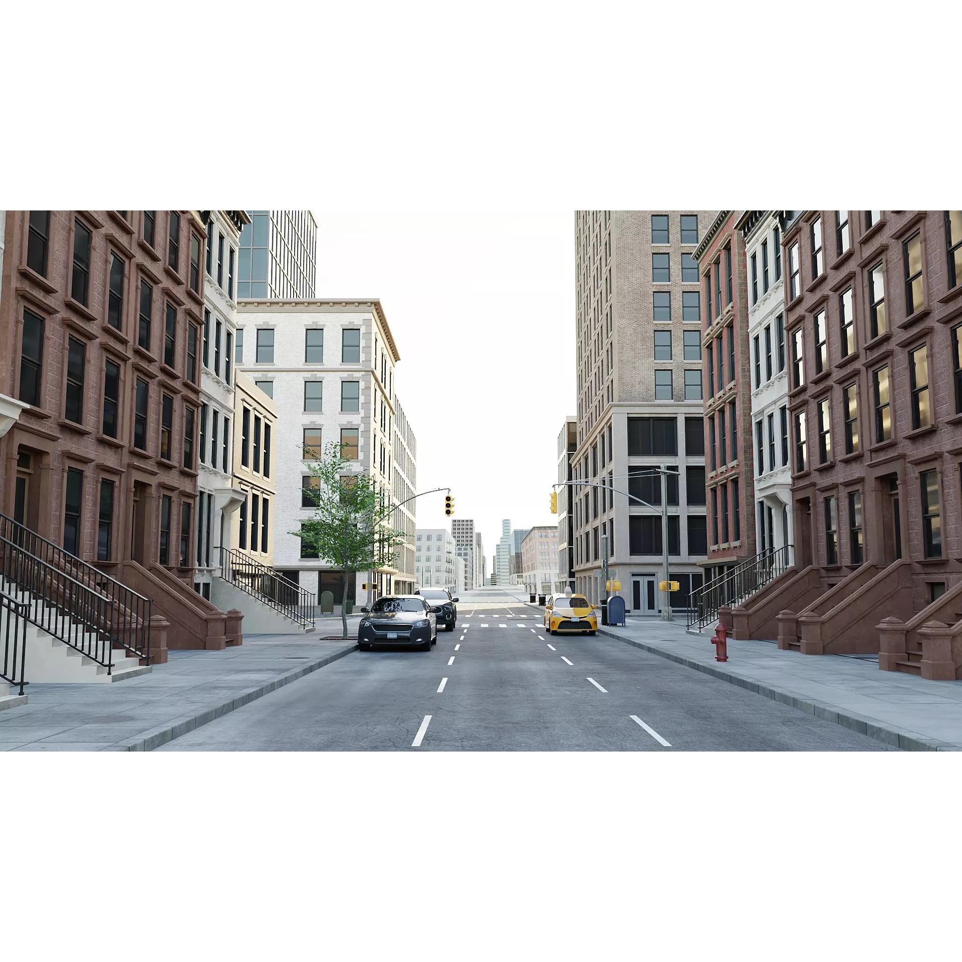 New York Block - Low-Poly Game-Ready 3D Model - View 3