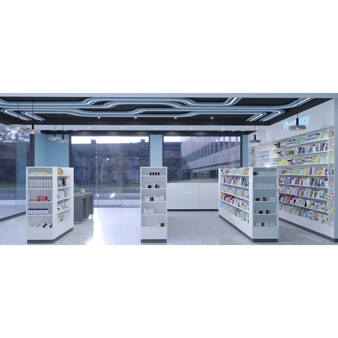 Pharmacy 3D Model – Low Poly Interior Design with Textures