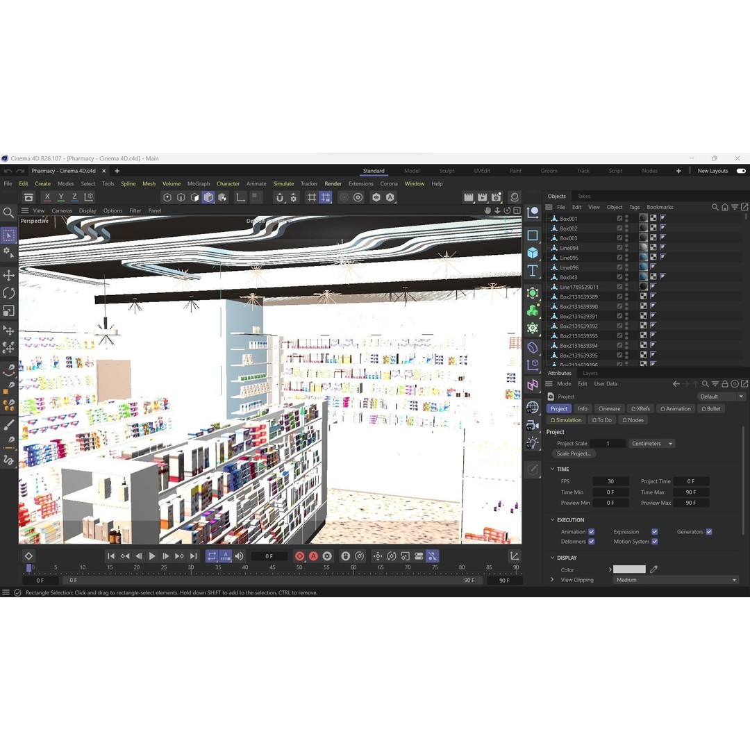 Pharmacy 3D Model – Low Poly Interior Design with Textures - View 10