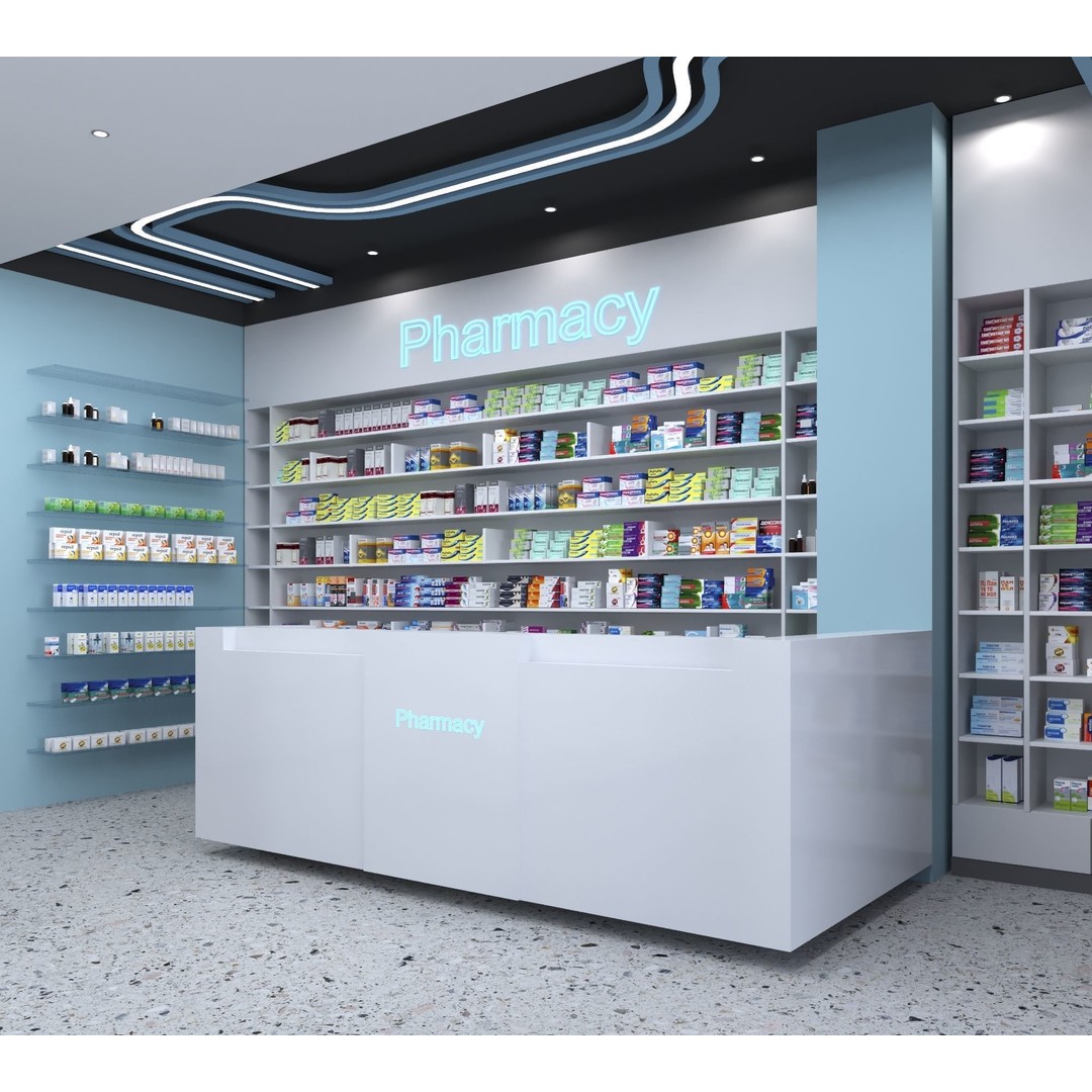 Pharmacy 3D Model – Low Poly Interior Design with Textures - View 13