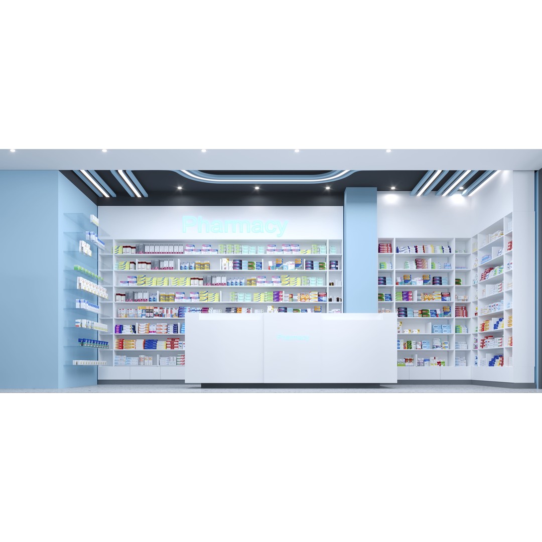Pharmacy 3D Model – Low Poly Interior Design with Textures - View 15
