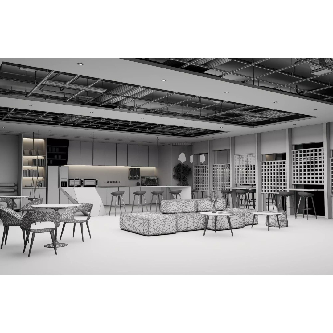 Coffee Shop 3D Model – Low Poly Modern Interior with Rigging and Textures - View 10