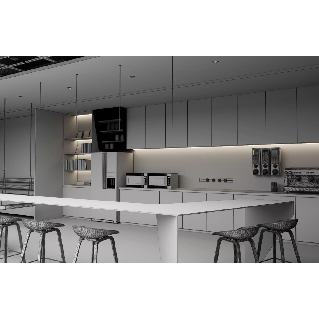 Coffee Shop 3D Model – Low Poly Modern Interior with Rigging and Textures - View 14