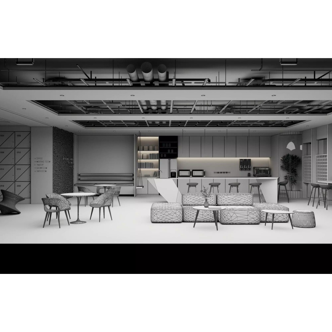Coffee Shop 3D Model – Low Poly Modern Interior with Rigging and Textures - View 15