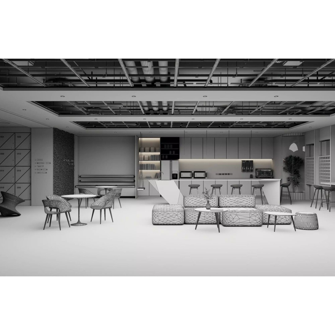 Coffee Shop 3D Model – Low Poly Modern Interior with Rigging and Textures - View 16