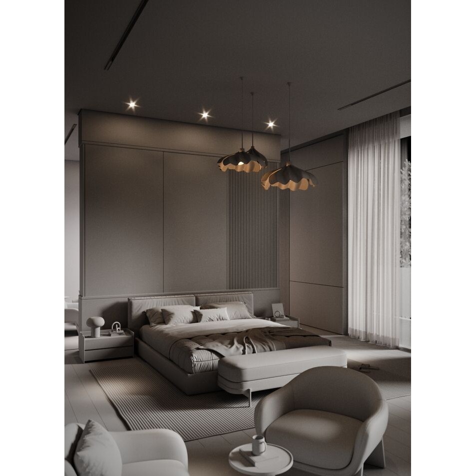 Modern Bedroom 3D Model – Luxury Interior Design with Textures, FBX - View 3