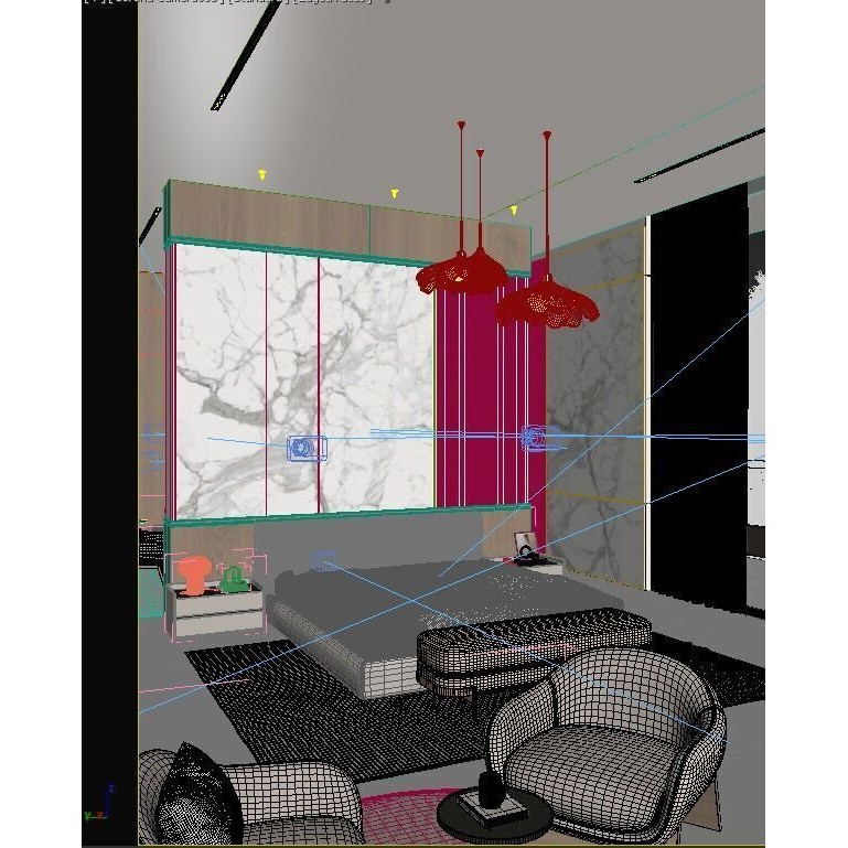 Modern Bedroom 3D Model – Luxury Interior Design with Textures, FBX - View 4