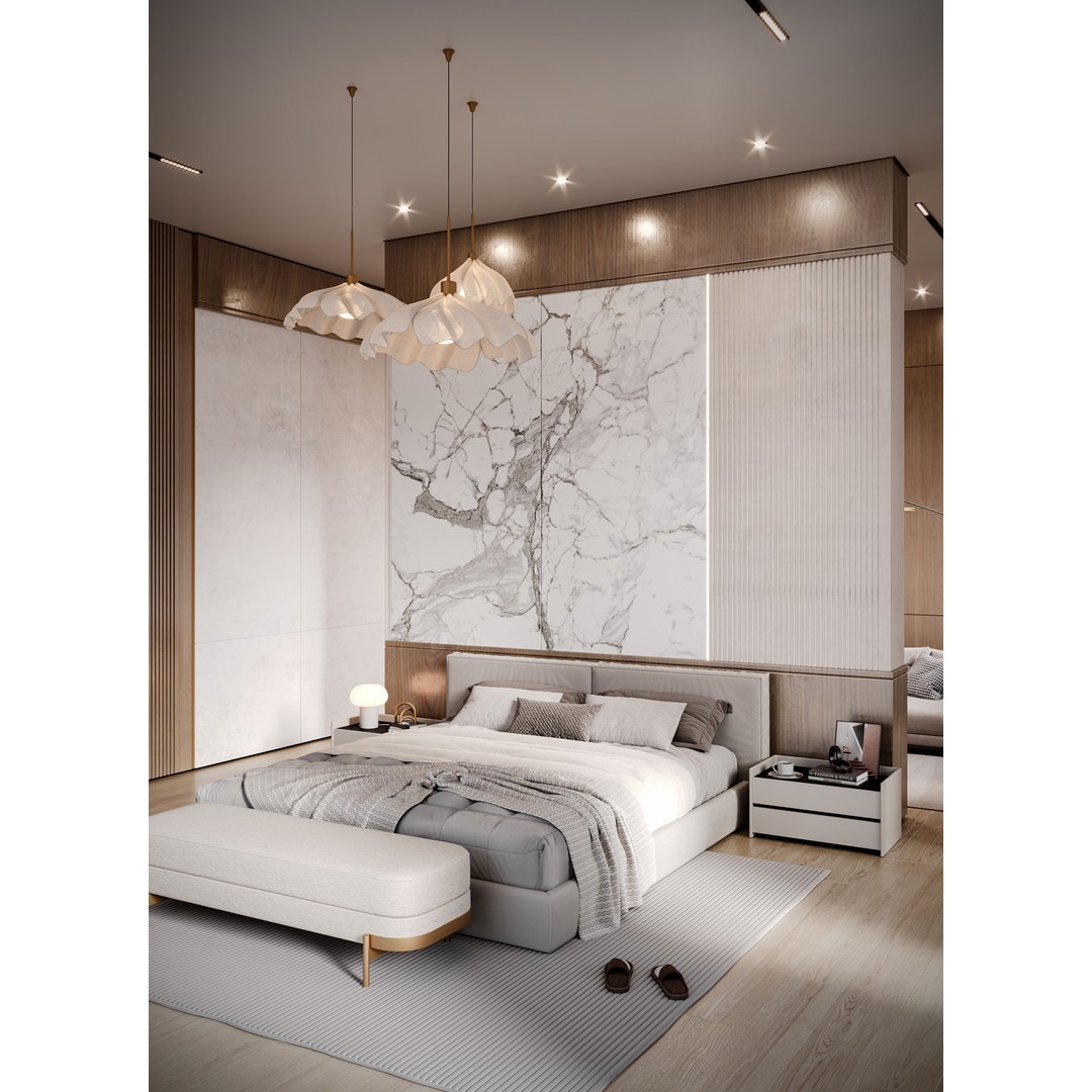 Modern Bedroom 3D Model – Luxury Interior Design with Textures, FBX - View 6