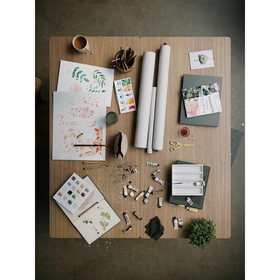 Watercolor Room Interior 3D Model – High Detail Scene with Textures - View 18