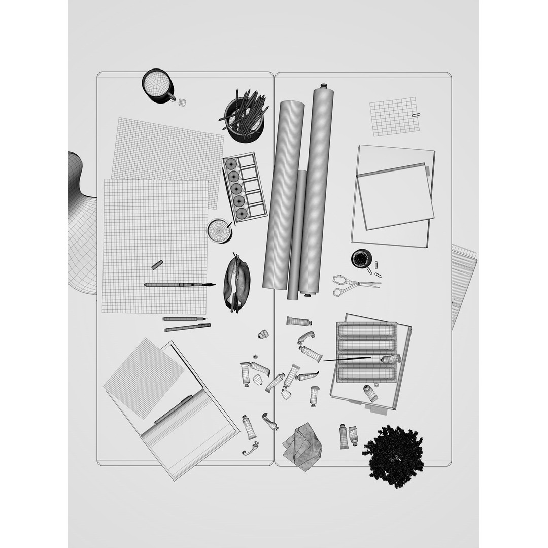 Watercolor Room Interior 3D Model – High Detail Scene with Textures - View 21