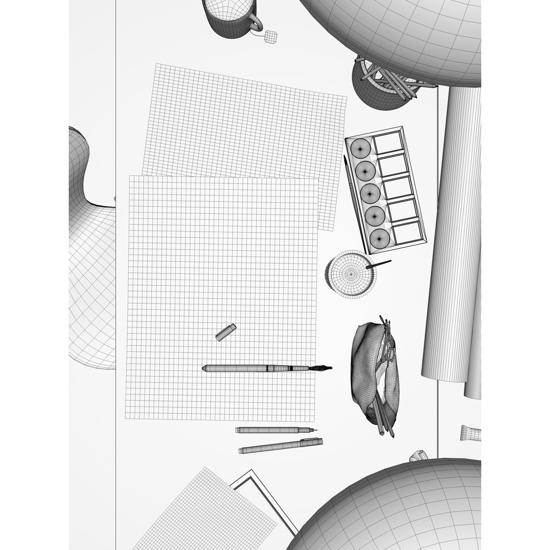 Watercolor Room Interior 3D Model – High Detail Scene with Textures - View 22