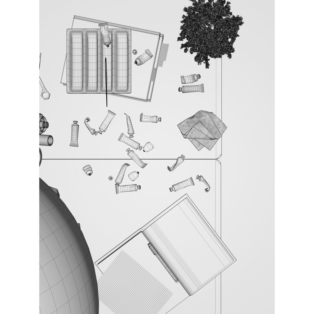 Watercolor Room Interior 3D Model – High Detail Scene with Textures - View 23