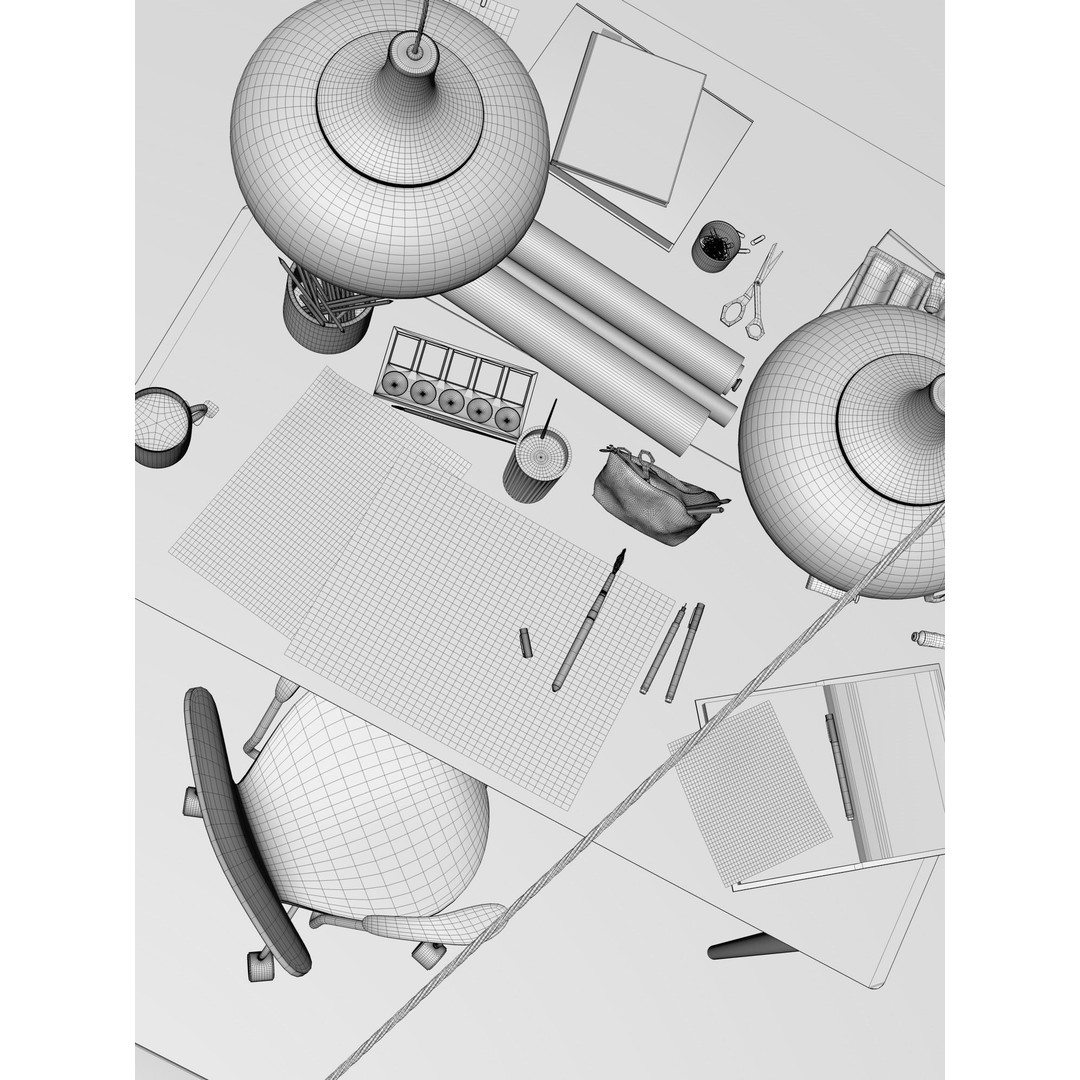 Watercolor Room Interior 3D Model – High Detail Scene with Textures - View 24