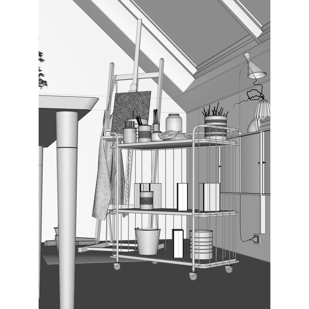 Watercolor Room Interior 3D Model – High Detail Scene with Textures - View 26