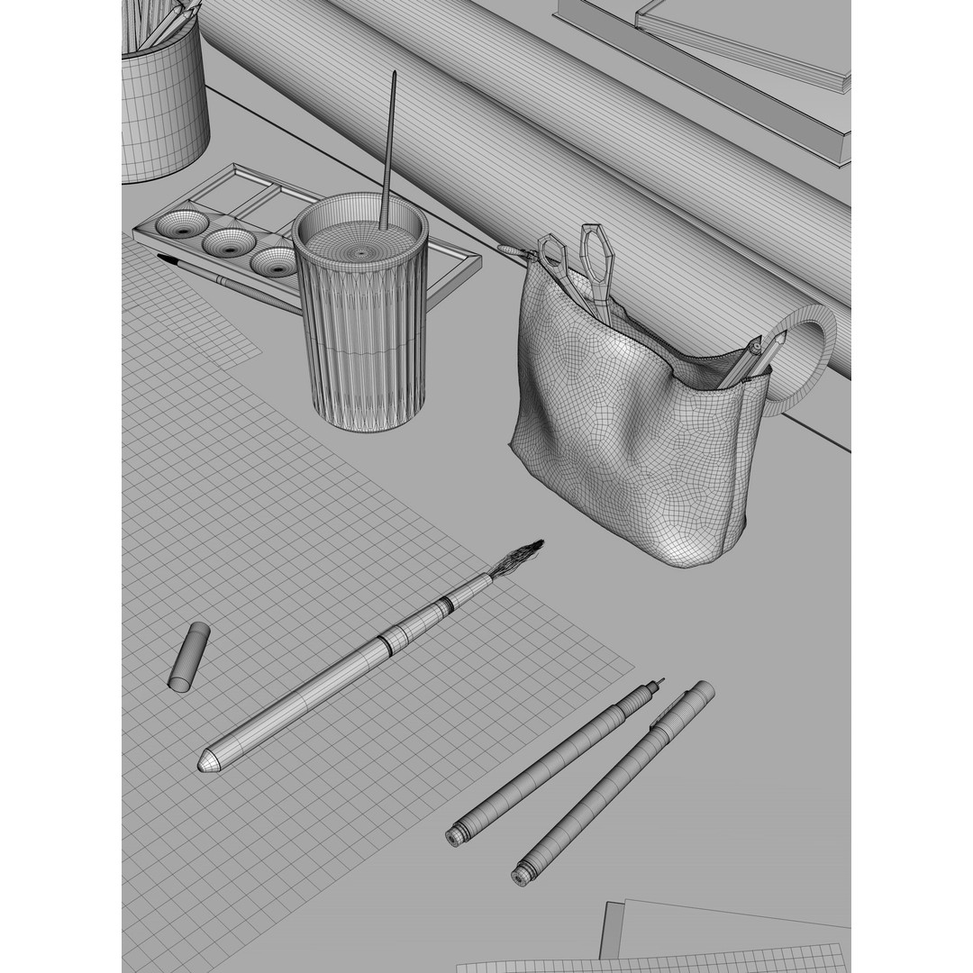 Watercolor Room Interior 3D Model – High Detail Scene with Textures - View 29