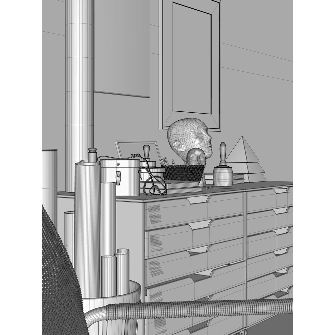 Watercolor Room Interior 3D Model – High Detail Scene with Textures - View 32