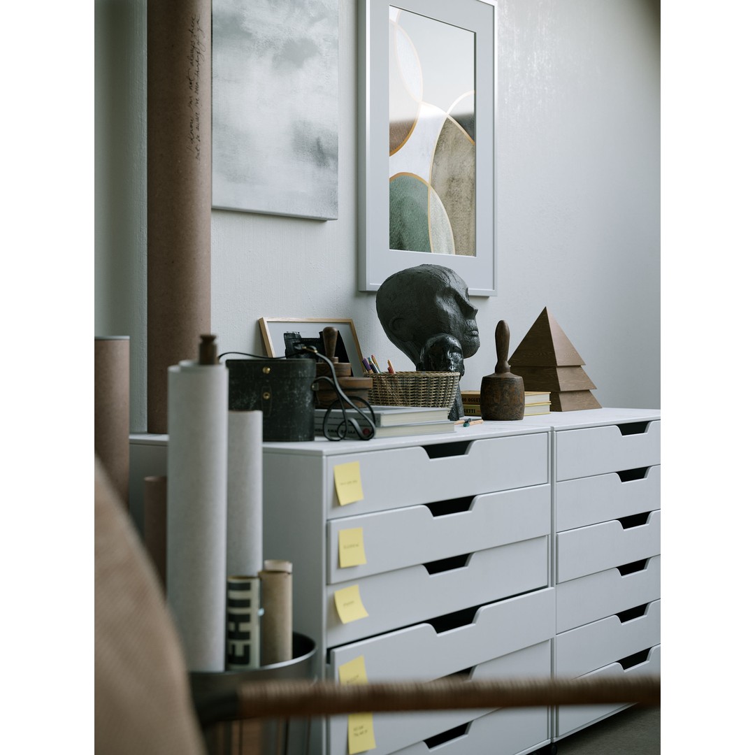 Watercolor Room Interior 3D Model – High Detail Scene with Textures - View 4