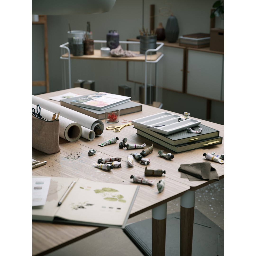 Watercolor Room Interior 3D Model – High Detail Scene with Textures - View 8