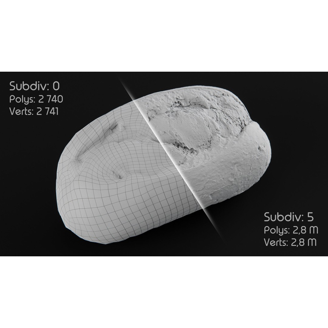 Wholegrain Bun 3D Model – Low Poly PBR Asset, FBX, OBJ, Blender - View 3