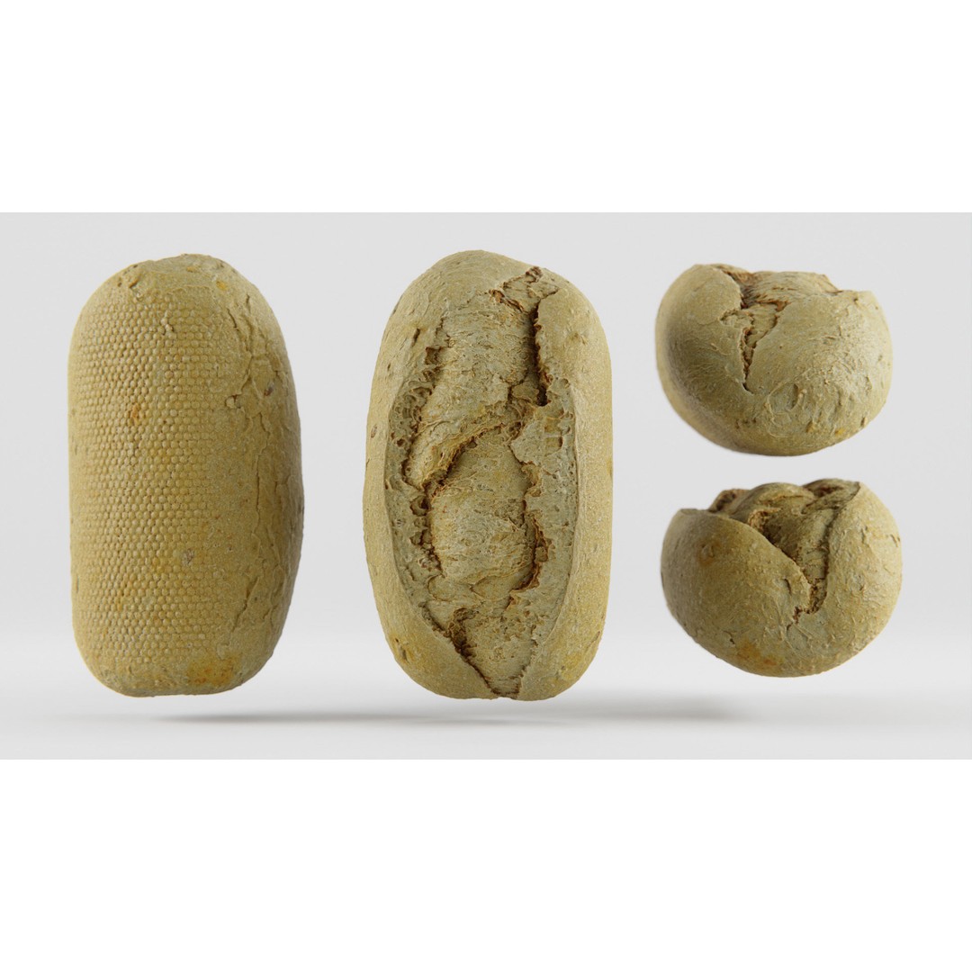 Wholegrain Bun 3D Model – Low Poly PBR Asset, FBX, OBJ, Blender - View 4