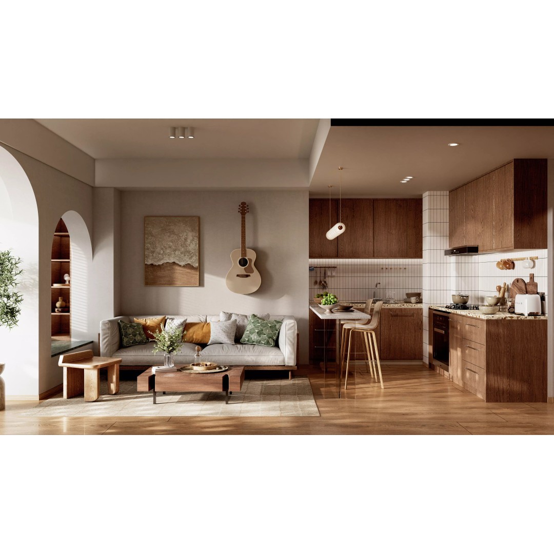 Log Style Japanese Living Room 3D Model – Fully Textured Scene for Blender - View 2