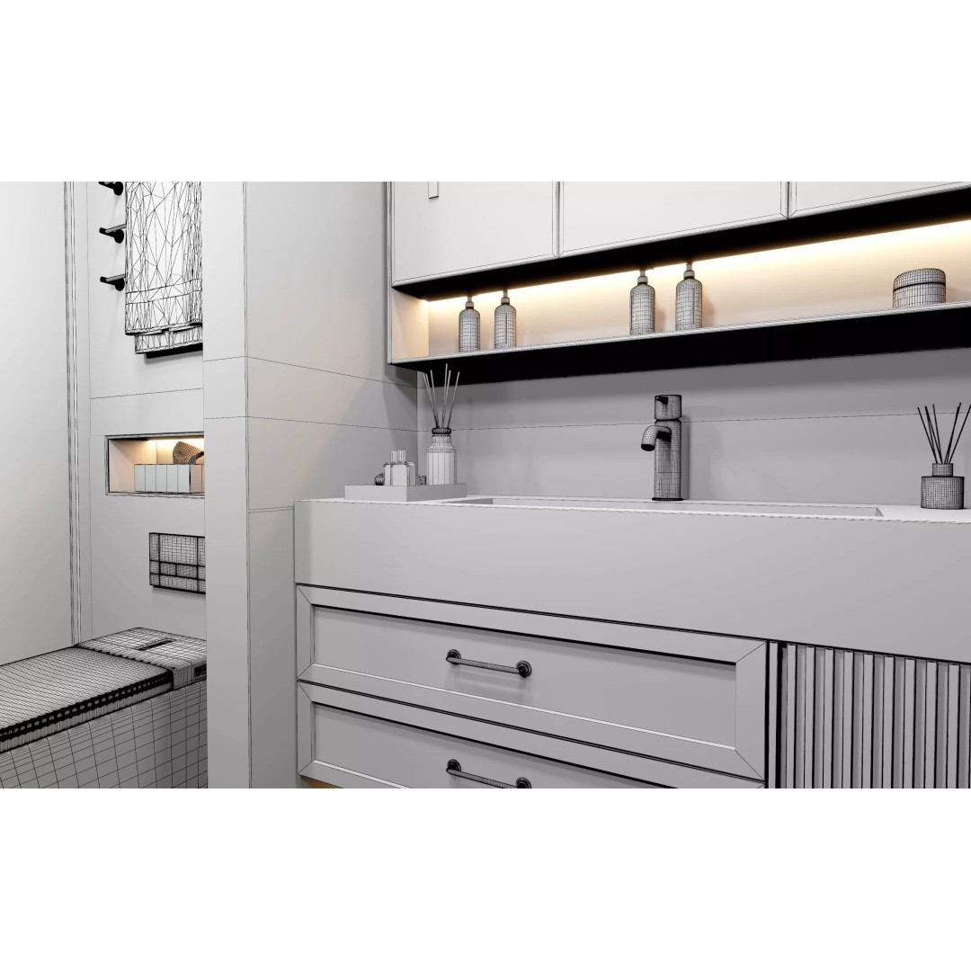 Luxury Bathroom 3D Model – Modern Interior Design, FBX & OBJ Formats - View 14
