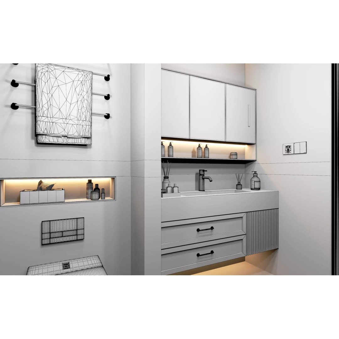 Luxury Bathroom 3D Model – Modern Interior Design, FBX & OBJ Formats - View 15