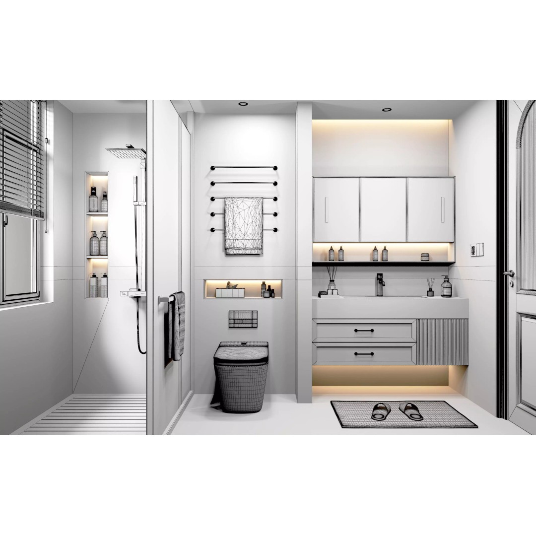 Luxury Bathroom 3D Model – Modern Interior Design, FBX & OBJ Formats - View 16
