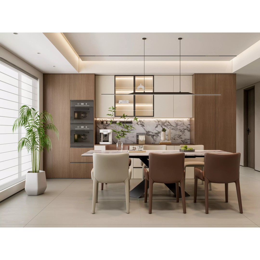 Dining Room 3D Model – Modern Interior Scene with Table and Chairs - View 2