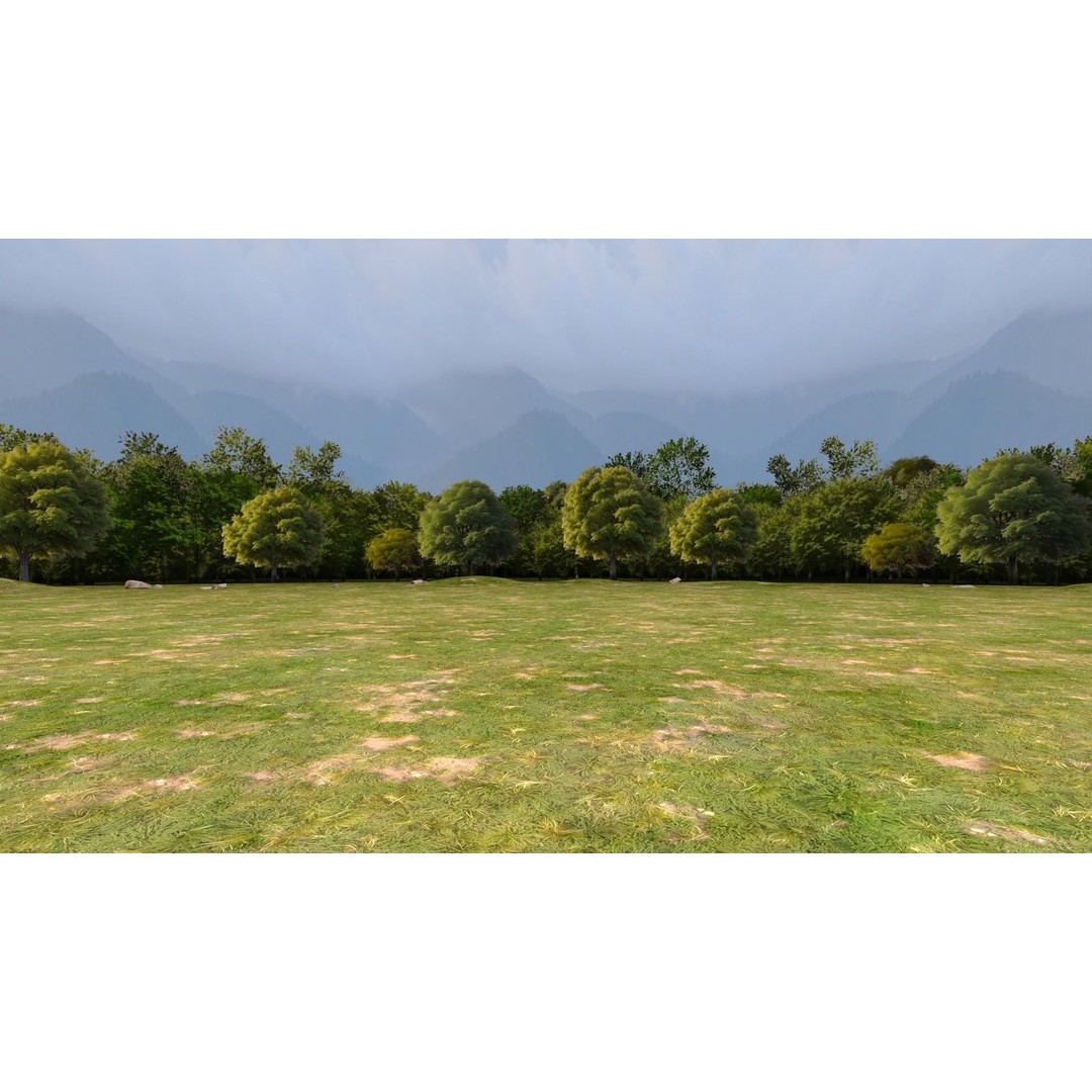 Trees 3D Model – Low Poly Background Asset with PBR Textures - View 6