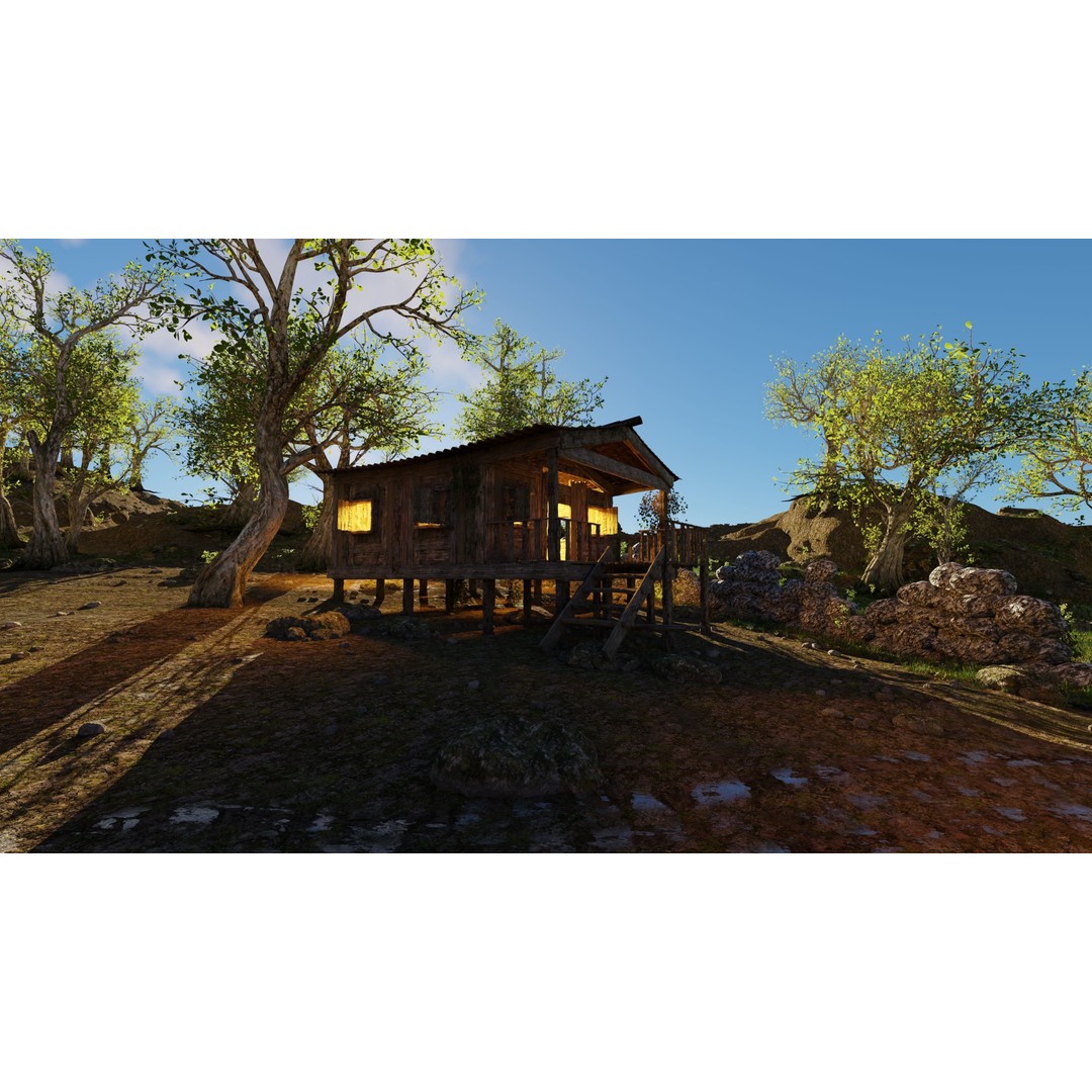 Cabins Scene 3D Model – Realistic Landscape with PBR Textures, Blender - View 10
