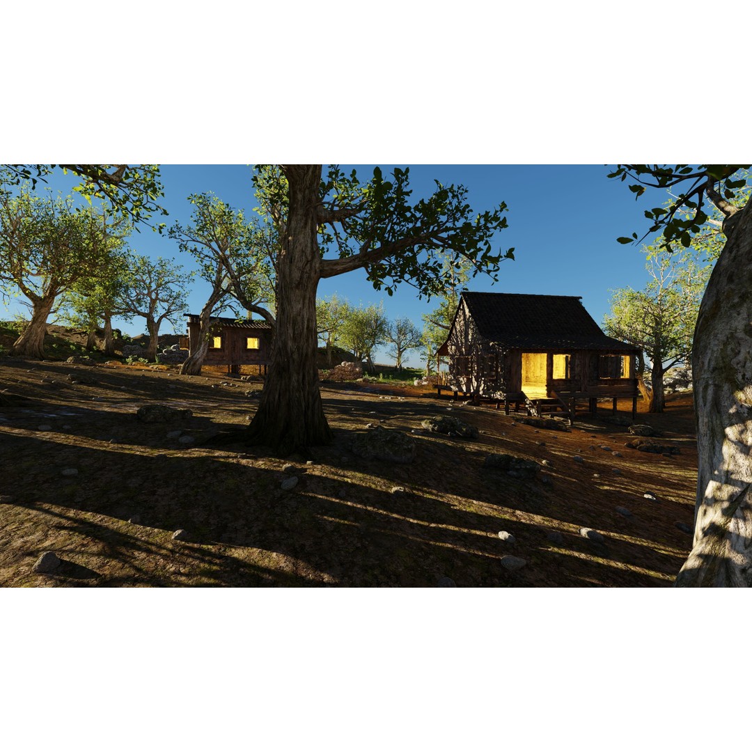 Cabins Scene 3D Model – Realistic Landscape with PBR Textures, Blender - View 11