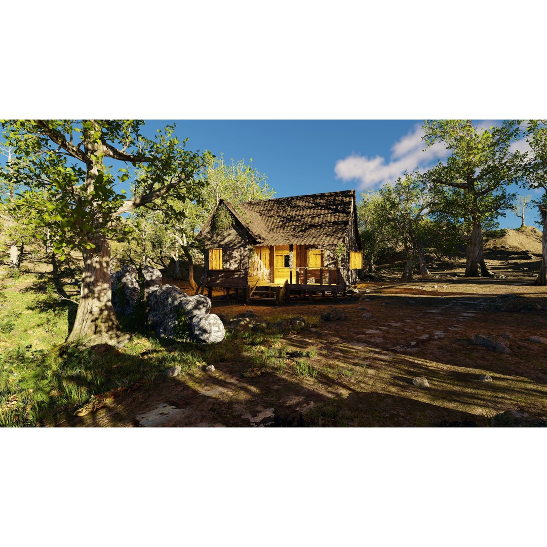 Cabins Scene 3D Model – Realistic Landscape with PBR Textures, Blender - View 5