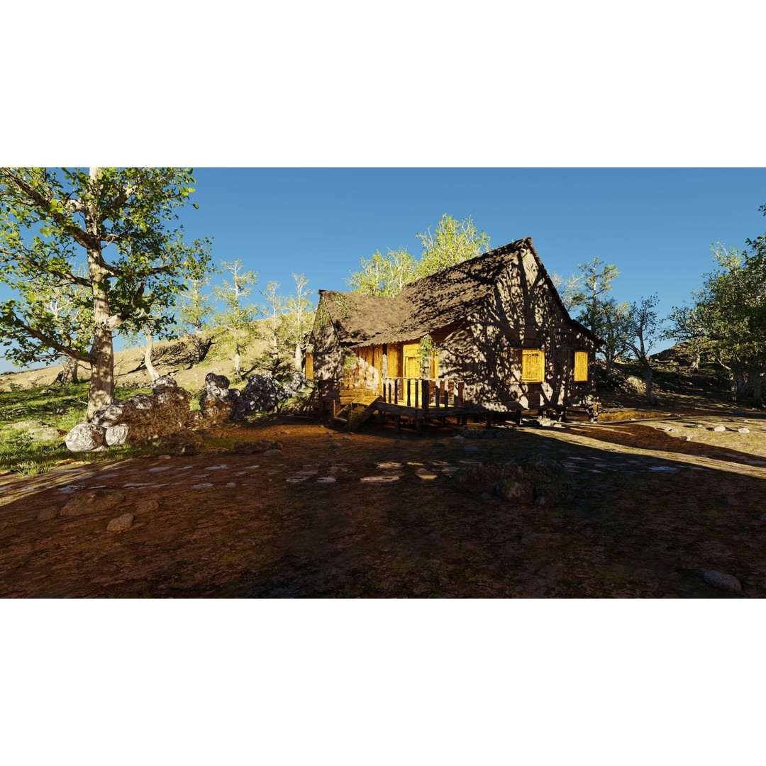 Cabins Scene 3D Model – Realistic Landscape with PBR Textures, Blender - View 9