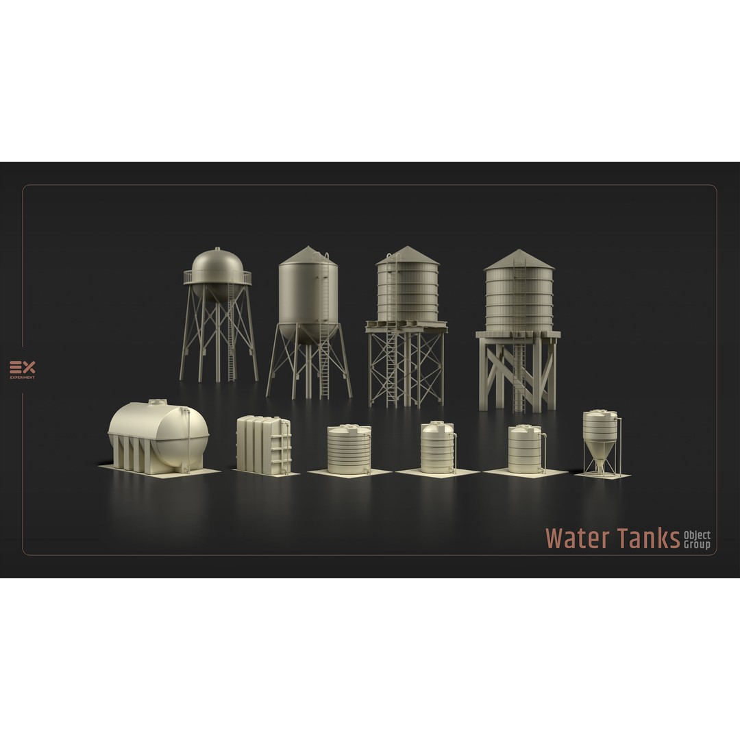 Rooftop Props 3D Model – Low Poly Exterior Assets, FBX, OBJ